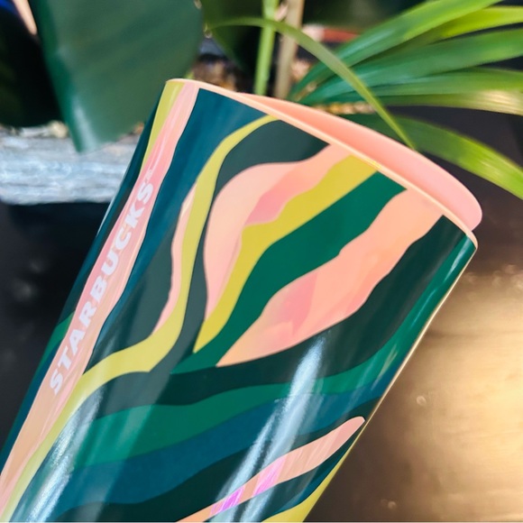 Starbucks Pink Luster Ceramic Tumbler Siren Waves Hot Reusable Travel Cup New - Picture 4 of 16